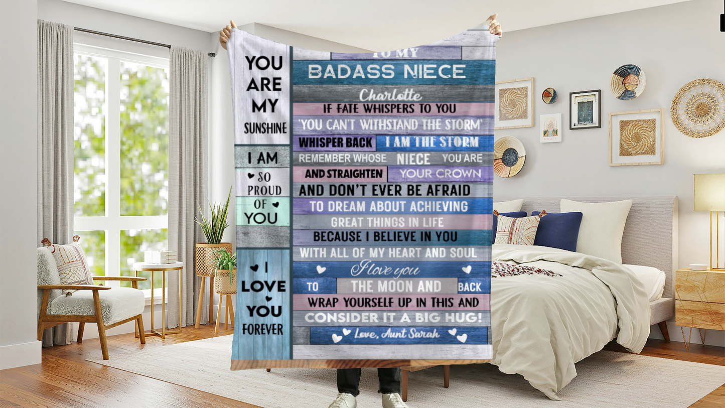 Personalized Daughter Blanket From Dad, Custom Daughter Blanket – Gift from Mom or Dad, Badass Daughter Gift