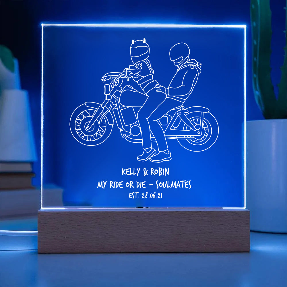 "Personalized LED Night Light for Couples - Ride or Die Love - Customizable Romantic Gift for Wedding, Engagement, Anniversary, and Christmas"