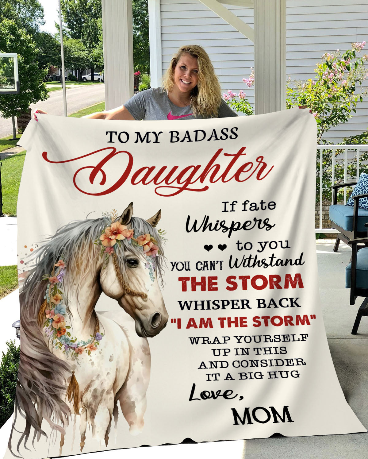 To My Badass Daughter Blanket For Horse Lover, Gift for Daughter