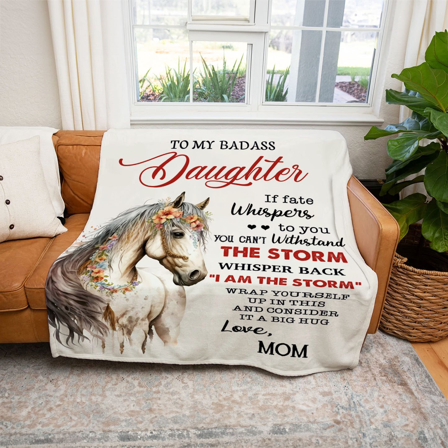 To My Badass Daughter Blanket For Horse Lover, Gift for Daughter