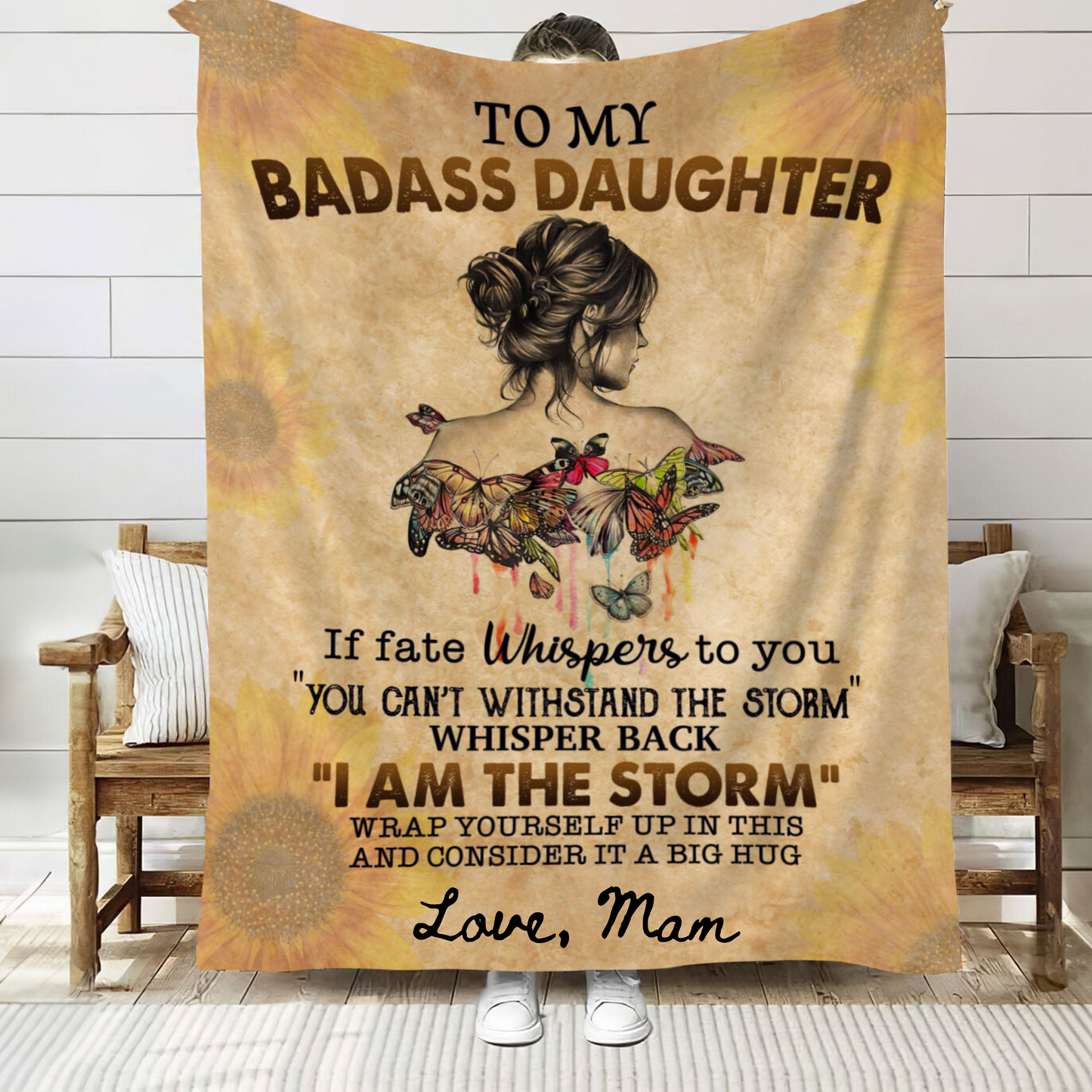 To My Badass Daughter Blanket, Gift to Daughter, Gift from Mam