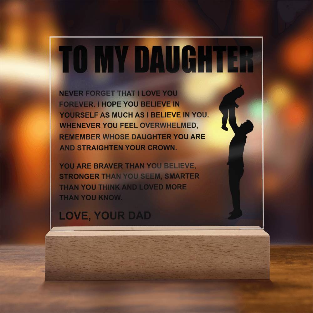 To My Daughter | Straighten Your Crown | Acrylic LED Night Lamp