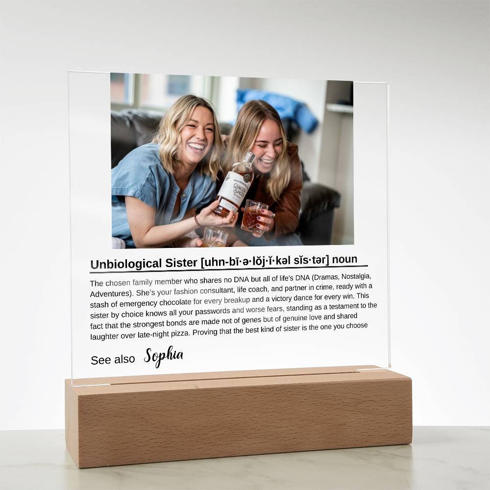 Personalized Led Night Light Bestie Gift, Custom Best Friend Sister Gift, Custom Friendship Gift, Personalized Unbiological Sister Gift