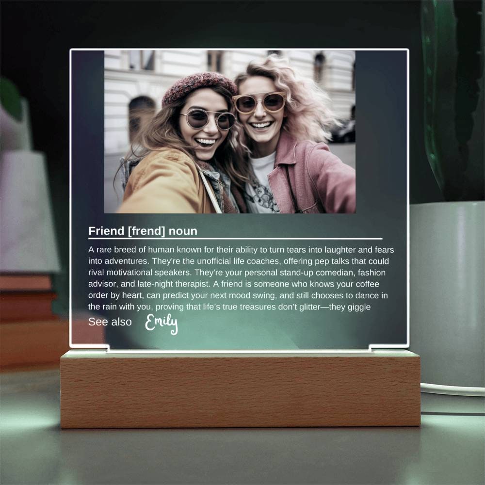 Personalized Led Night Light Gift for Friend, Custom Best Friend Gift, Custom Photo Gift, Friendship Gift