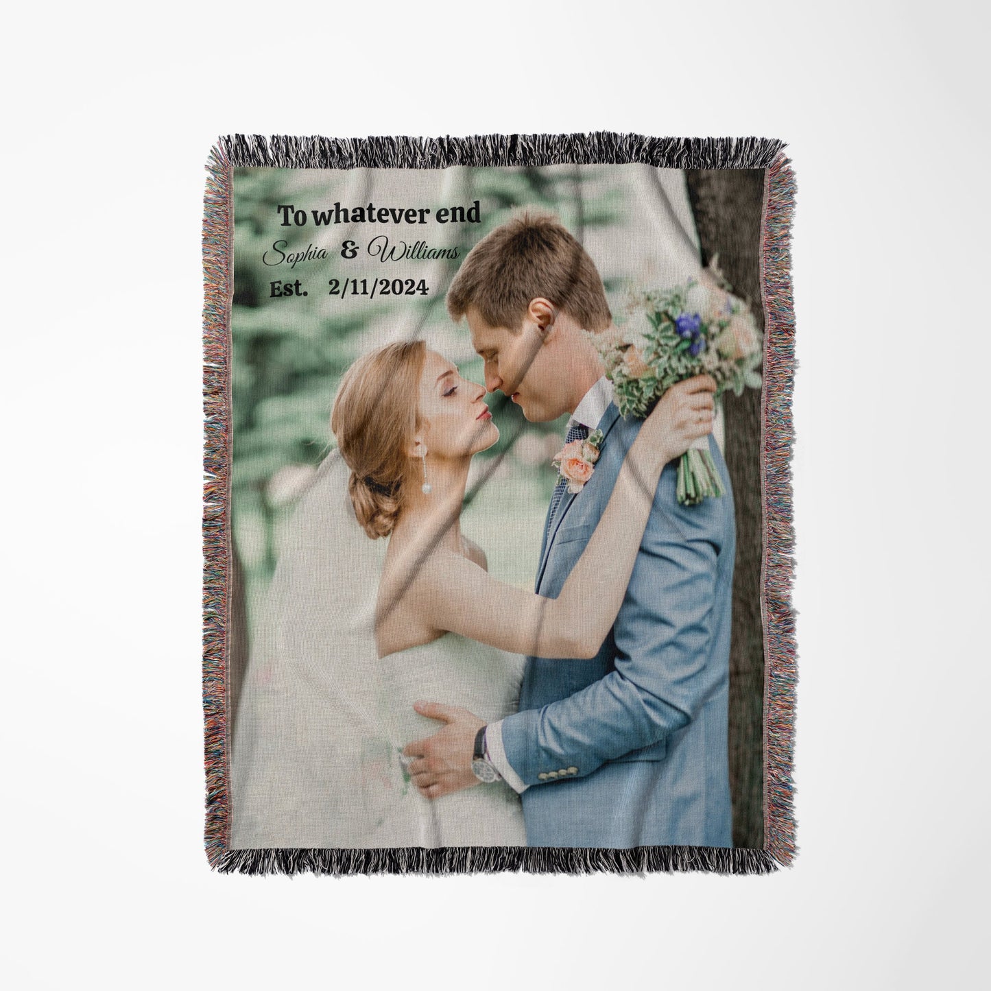 Custom Photo Woven Blanket, Personalized Woven Blanket, Ist Anniversary Gift