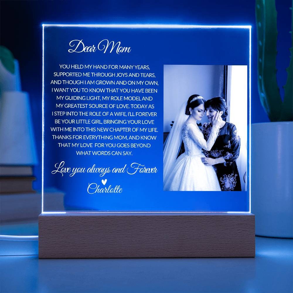 Personalized Mother of the Bride Gift from Daughter, Mother Daughter Custom Acrylic Plaque, Wedding Gift for Mom, Custom Night Light