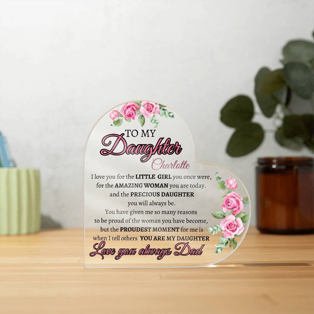 Personalized Daughter Keepsake Plaque - Custom Gift from Mom, Personalized Gift From Mom or Dad Acrylic Plaque for Daughter, Wedding Gift