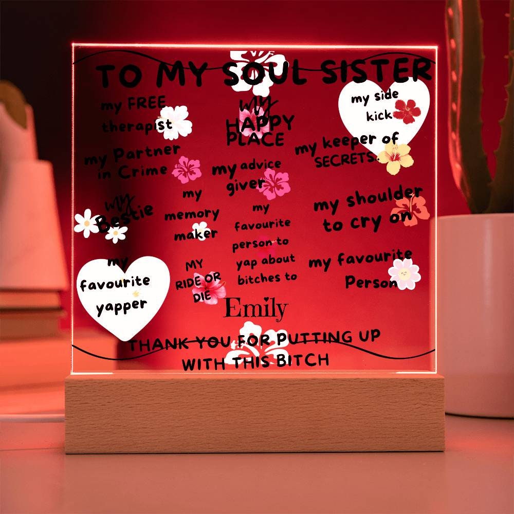 Personalized Soul Sister Plaque - Funny and Heartfelt Gift for Best Friends, Gift For Soul Sister