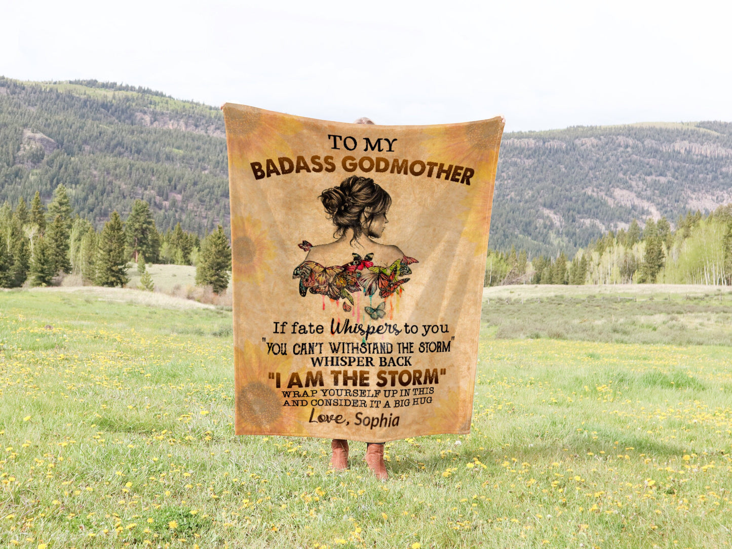 To My Badass Godmother Blanket, Gift for GodMother, Sentimental Gift, Birthday Gift from Godchild