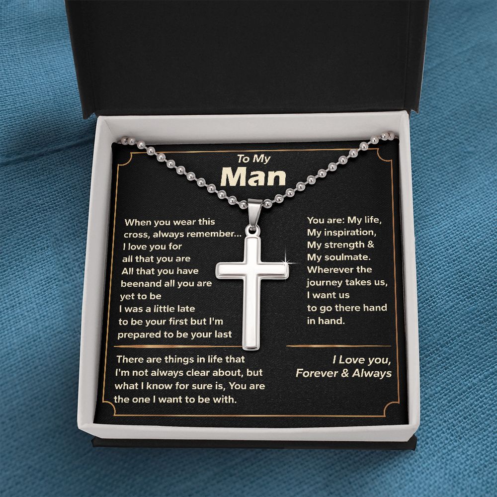 To My Man Stainless Cross Necklace