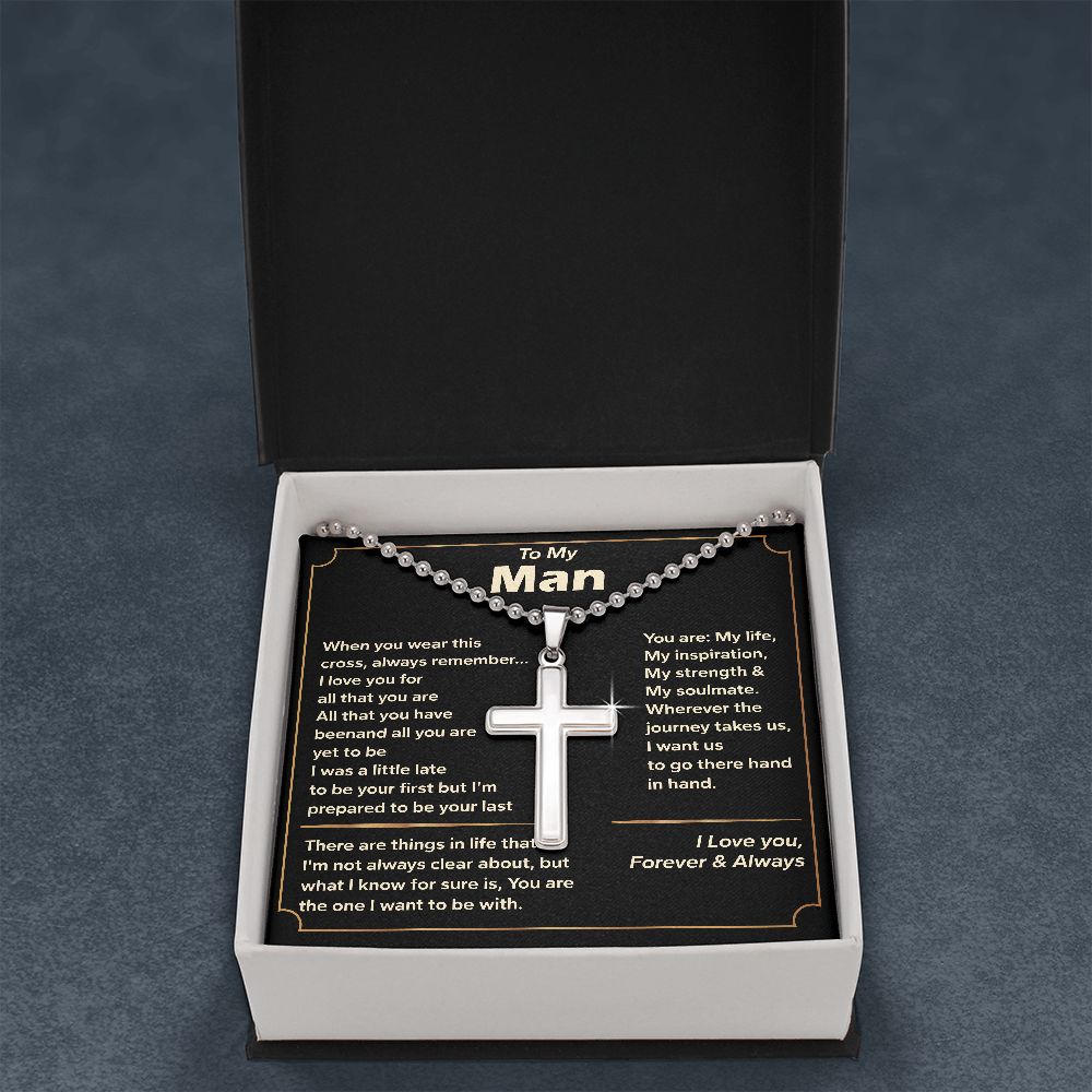 To My Man Stainless Cross Necklace