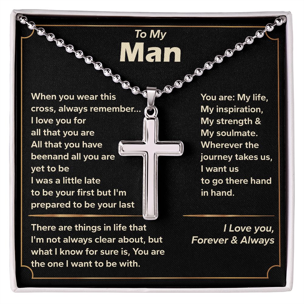 To My Man Stainless Cross Necklace