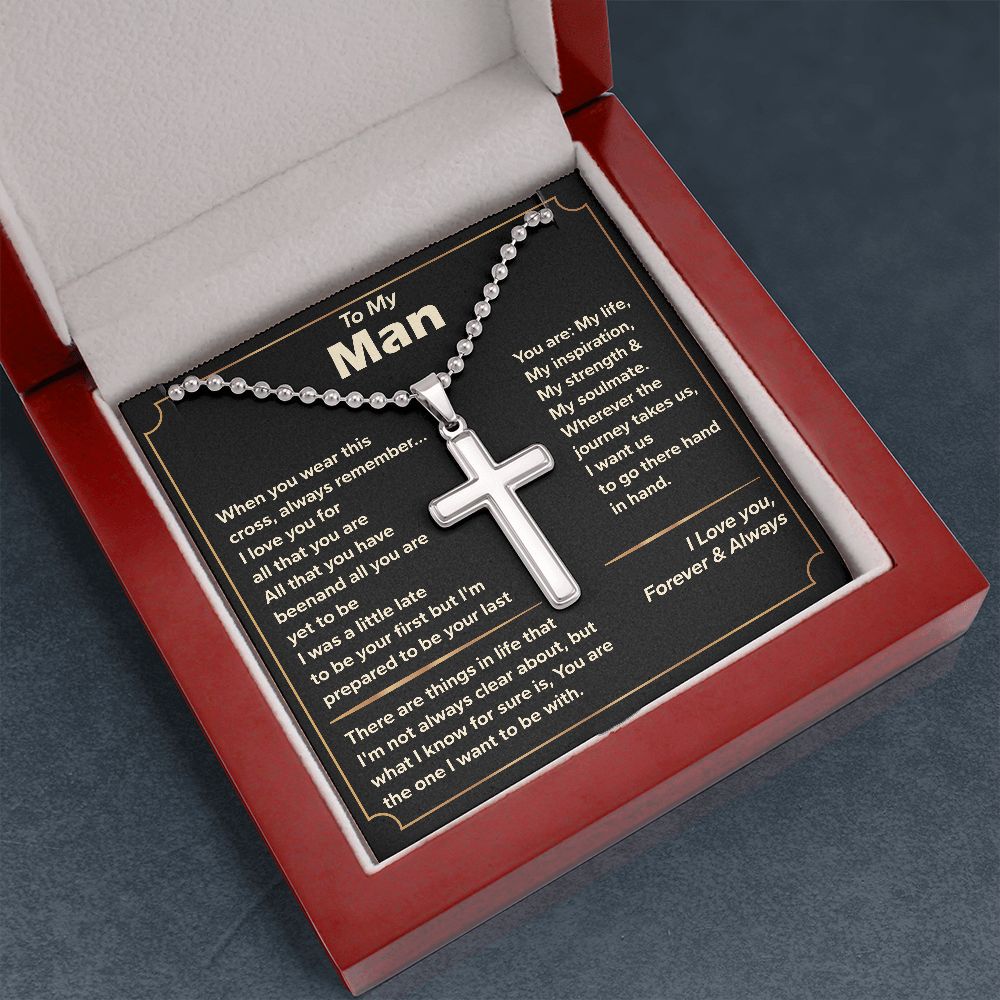 To My Man Stainless Cross Necklace