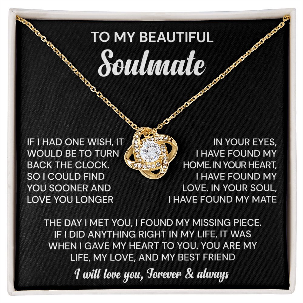 To My Beautiful Soulmate Love Knot Necklace