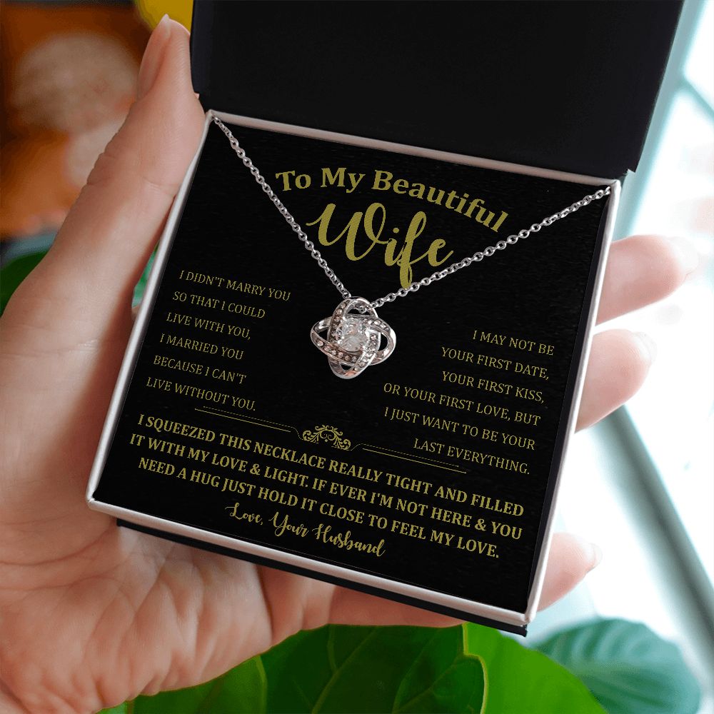 To My Beautiful Wife Love Knot Necklace
