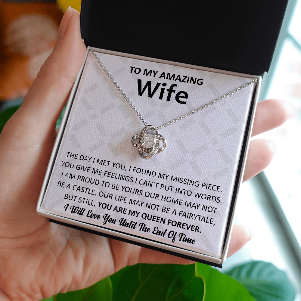 To My Amazing Wife (My Queen) Love Knot Necklace