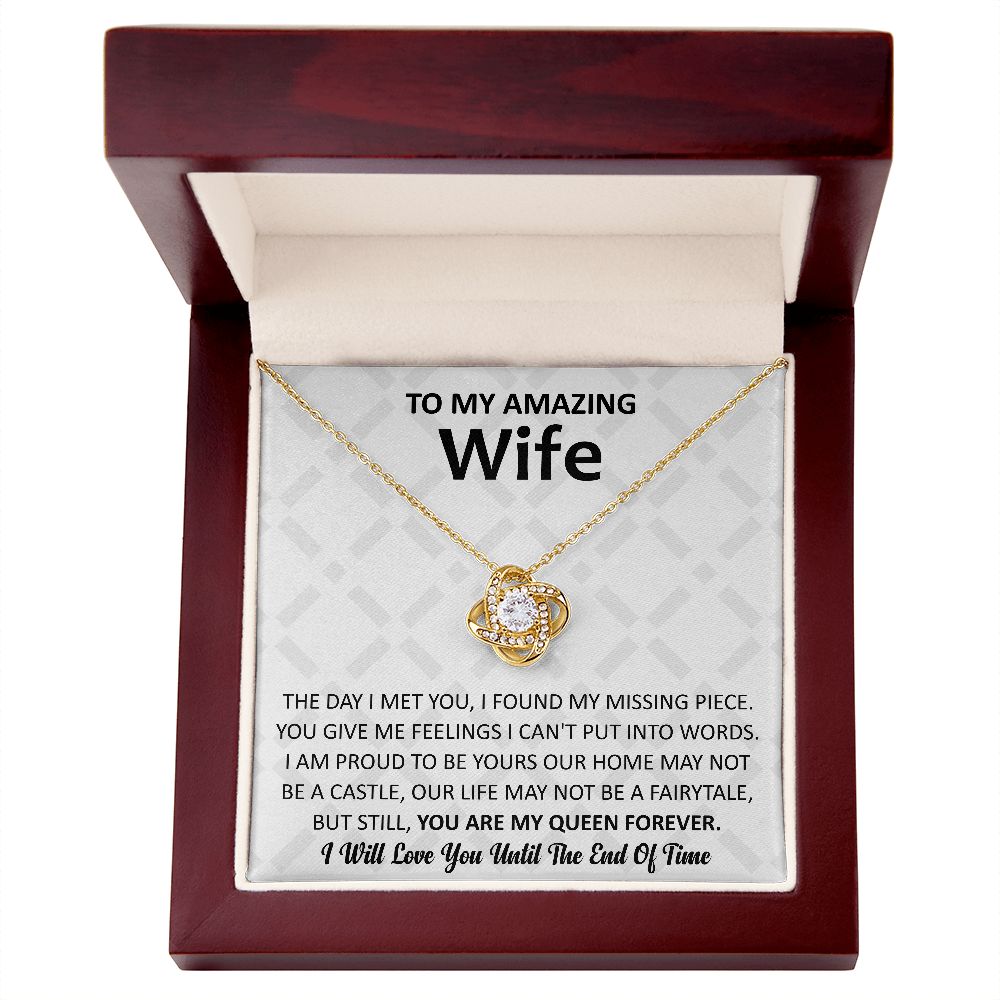 To My Amazing Wife (My Queen) Love Knot Necklace