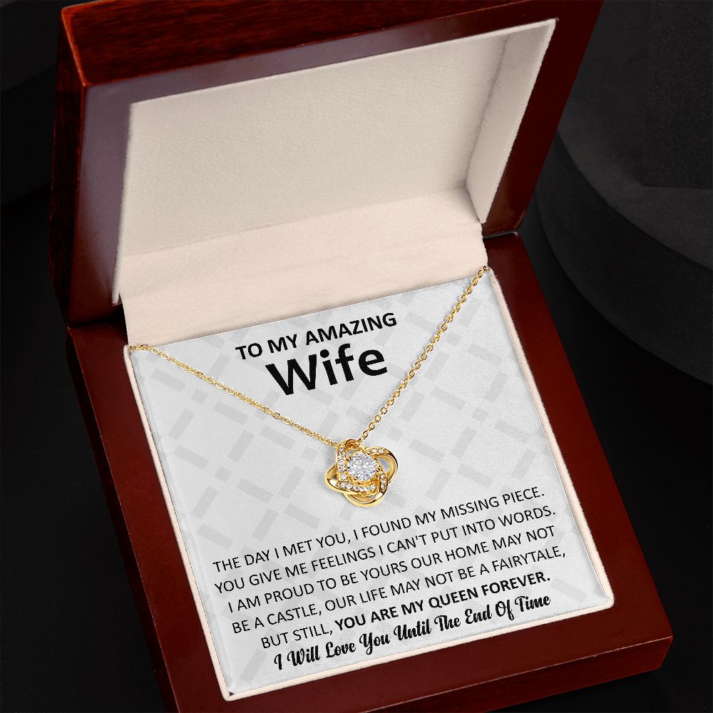 To My Amazing Wife (My Queen) Love Knot Necklace