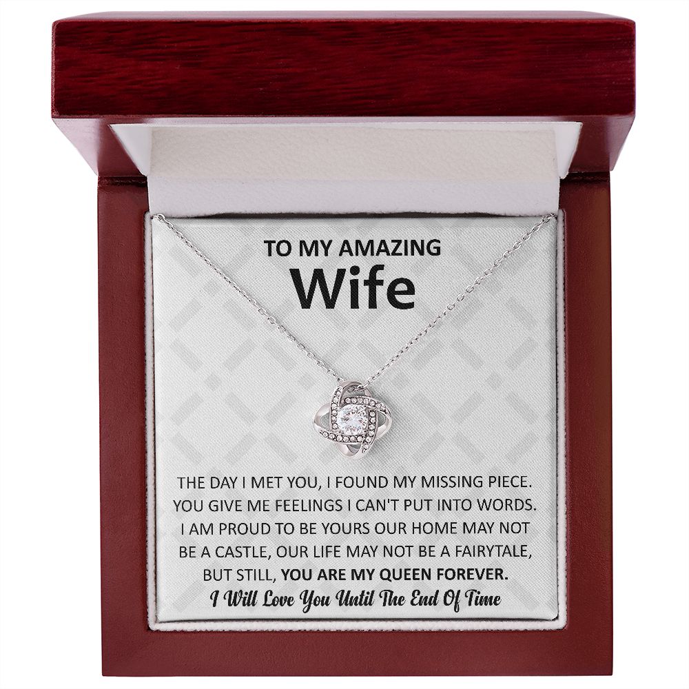 To My Amazing Wife (My Queen) Love Knot Necklace