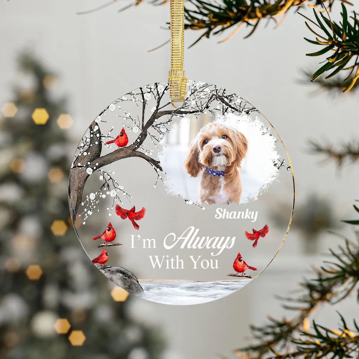 Custom Photo I'm Always With You - Memorial Gift For Family, Friends - Personalized Circle Acrylic Ornament