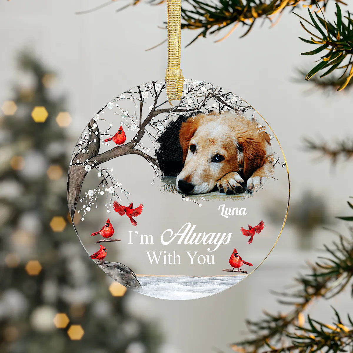 Custom Photo I'm Always With You - Memorial Gift For Family, Friends - Personalized Circle Acrylic Ornament