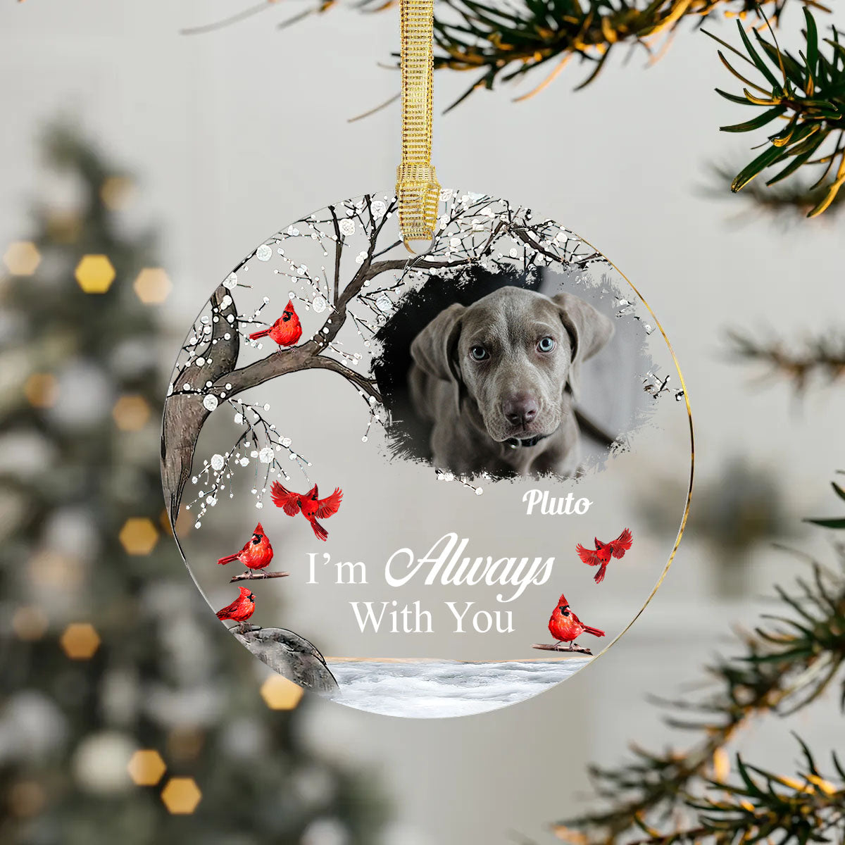 Custom Photo I'm Always With You - Memorial Gift For Family, Friends - Personalized Circle Acrylic Ornament