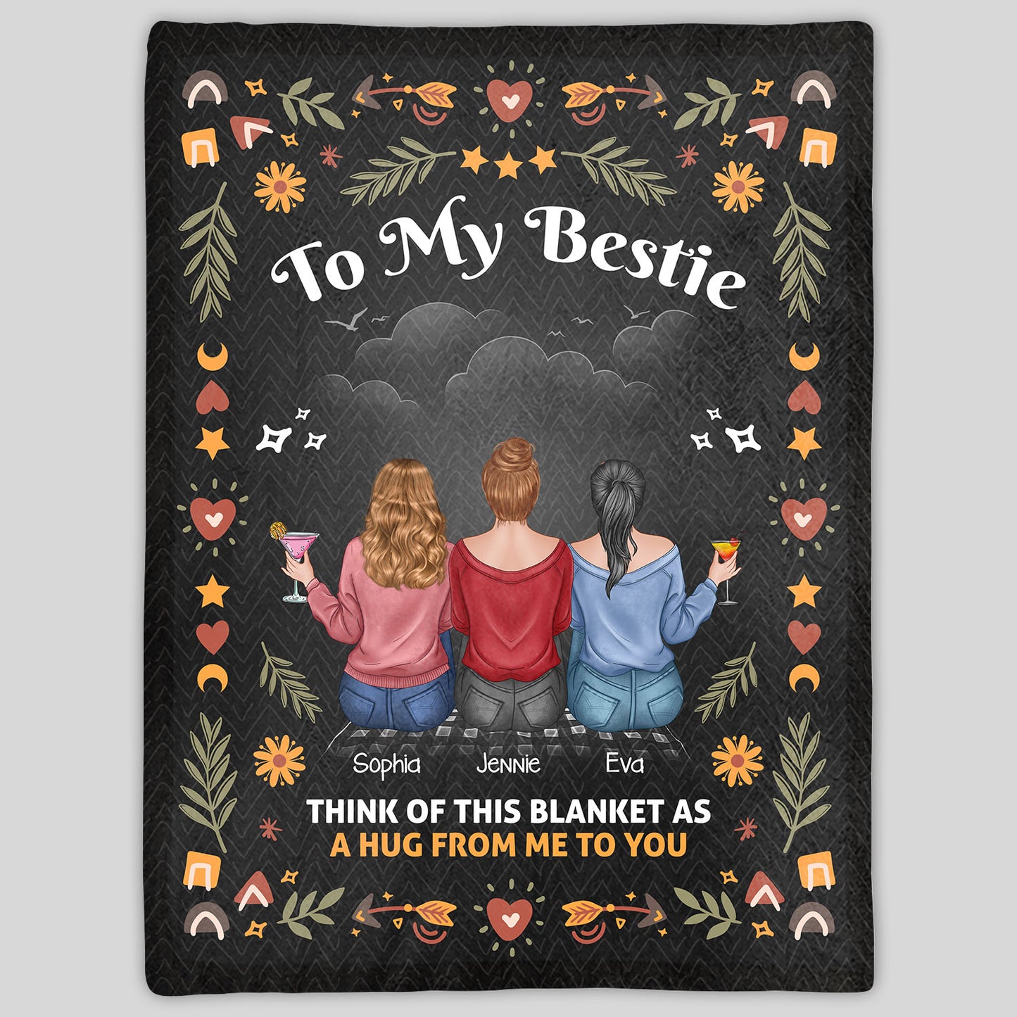 Think of this Blanket As a Hug - Gift For Sisters/Niece/Bestie - Personalized Fleece Blanket