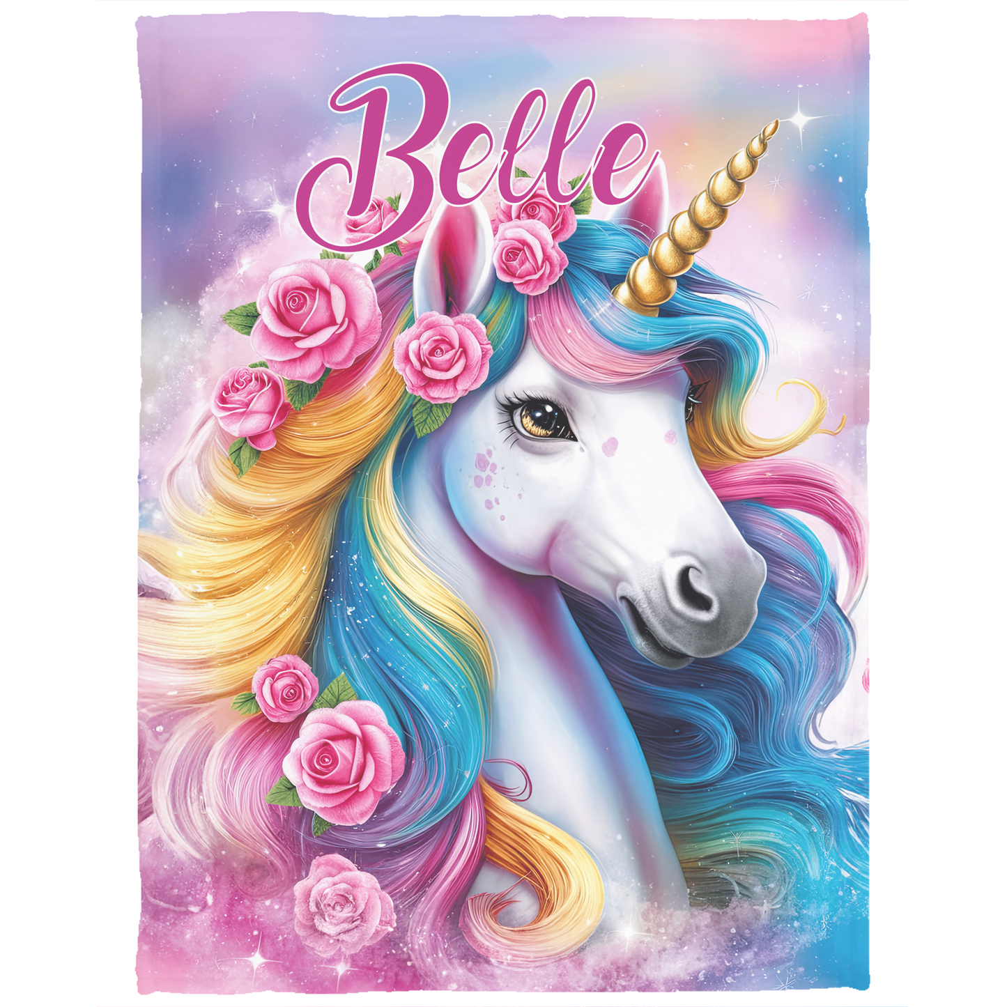 Personalized Unicorn Blanket for Girls - Custom Name Blanket, Magical Unicorn Gift for Kid, Perfect Birthday Gift