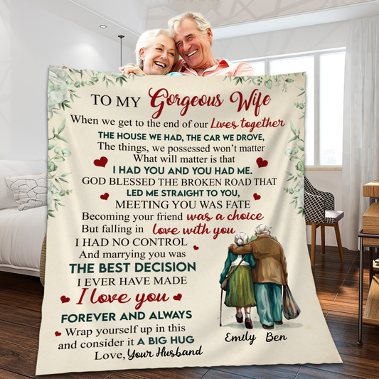 Personalized Blanket for Wife - Anniversary Gift, Throw Blanket from Husband, Christmas Gift