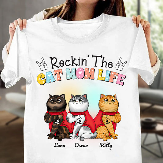 Rockin The Cat Mom Life Personalized T-shirt