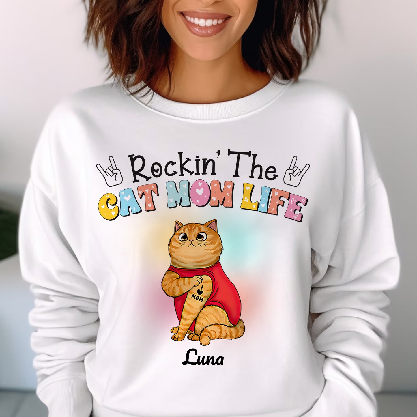 Rockin The Cat Mom Life Personalized Sweatshirt