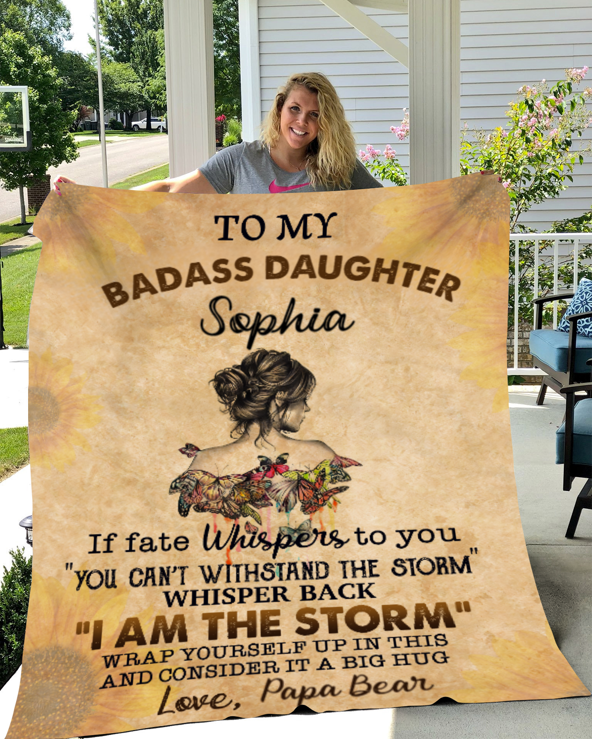 To My Badass Daughter Blanket, Gift for Daughter, Birthday Gift from Dad, Gift from Mom