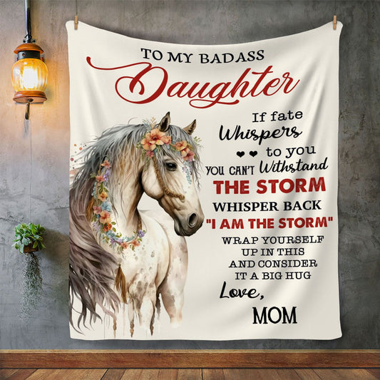 To My Badass Daughter Blanket For Horse Lover, Gift for Daughter