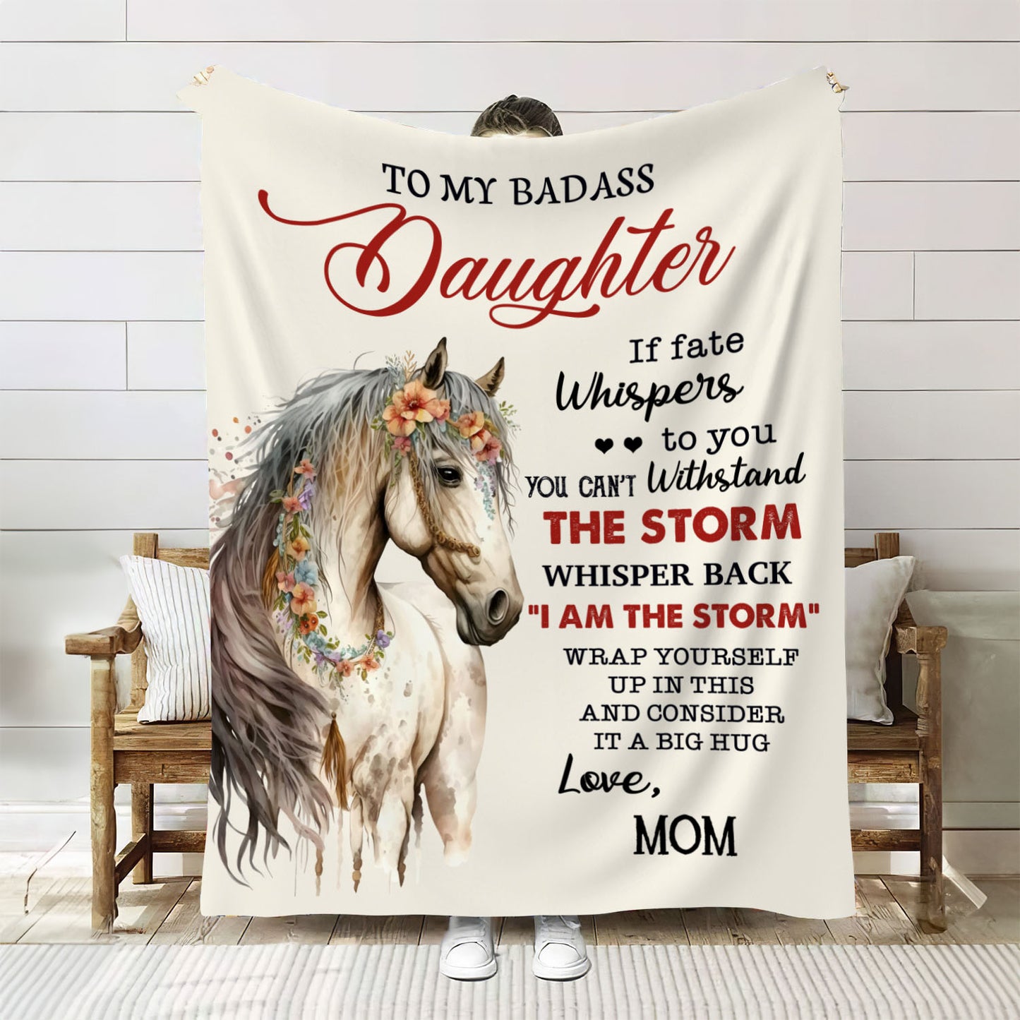 To My Badass Daughter Blanket For Horse Lover, Gift for Daughter