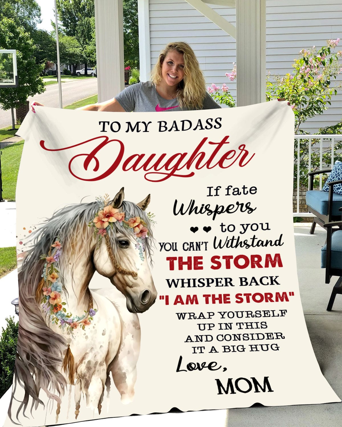 To My Badass Daughter Blanket For Horse Lover, Gift for Daughter
