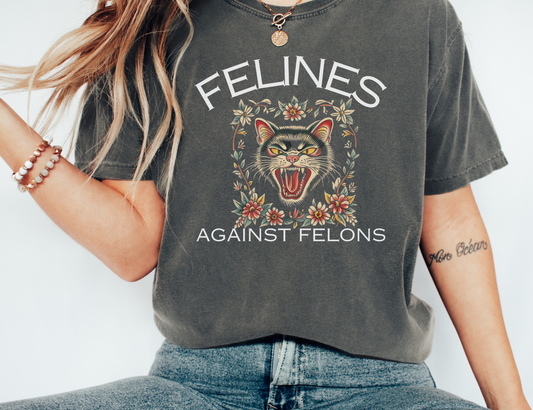 Felines Against Felons| Cat Ladies For Kamala Shirt | Kamala Harris 2024 President Shirt | Cat Mom Shirt | Kamala Rally T Shirt | Childless Cat Ladies Kamala Shirt
