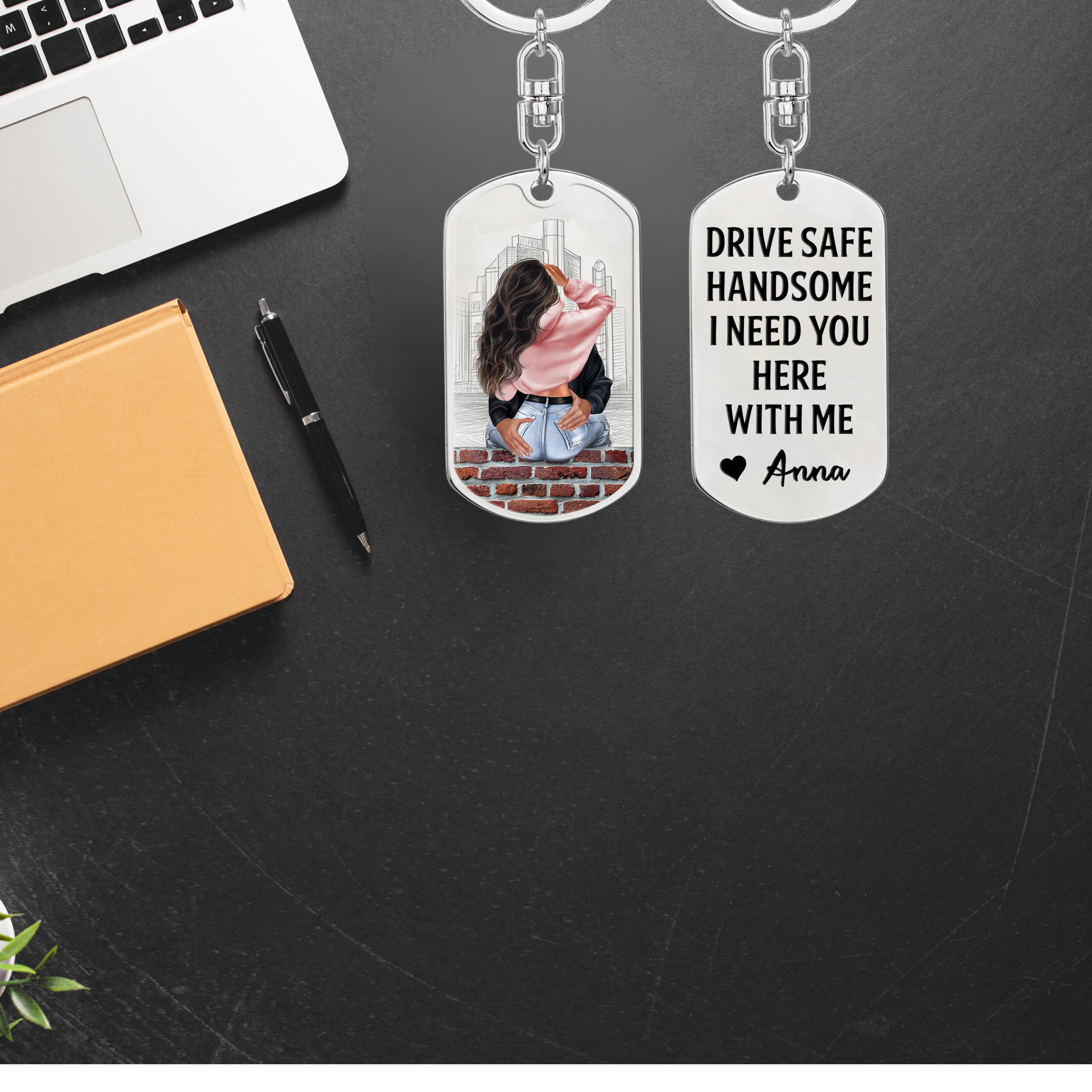 Gift For Him - Drive Safe - Personalized Engraved Stainless Steel Keychain