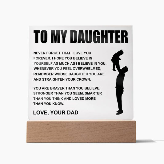 To My Daughter | Straighten Your Crown | Acrylic LED Night Lamp