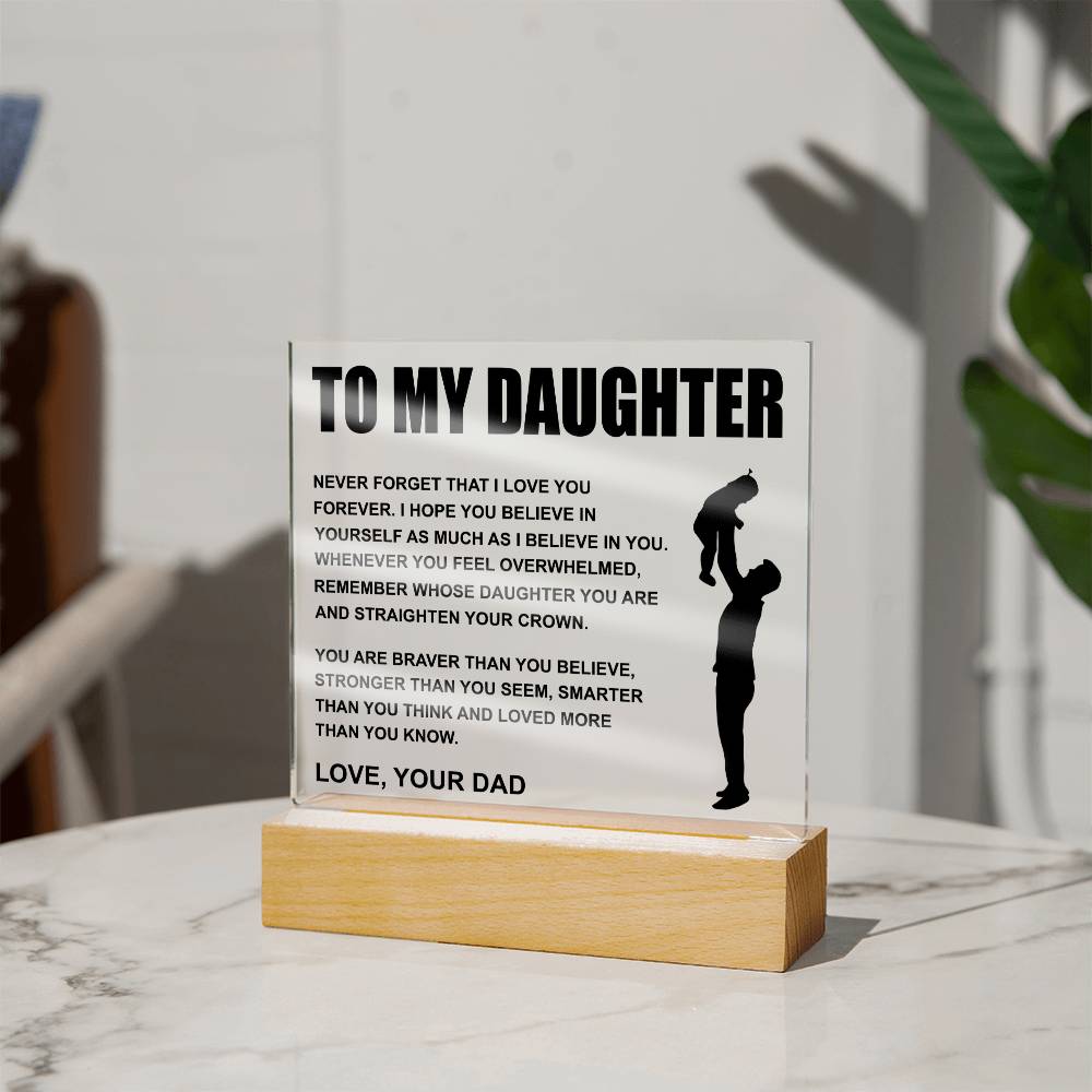 To My Daughter | Straighten Your Crown | Acrylic LED Night Lamp