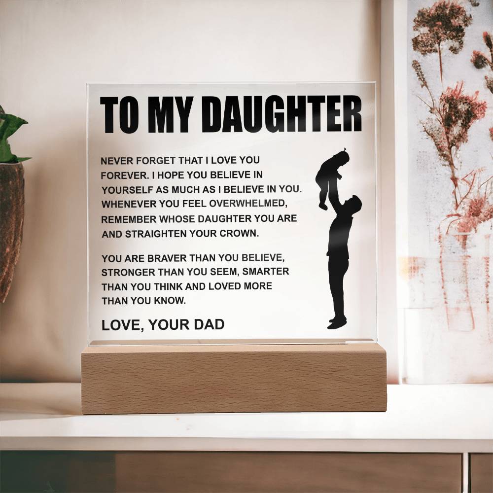 To My Daughter | Straighten Your Crown | Acrylic LED Night Lamp