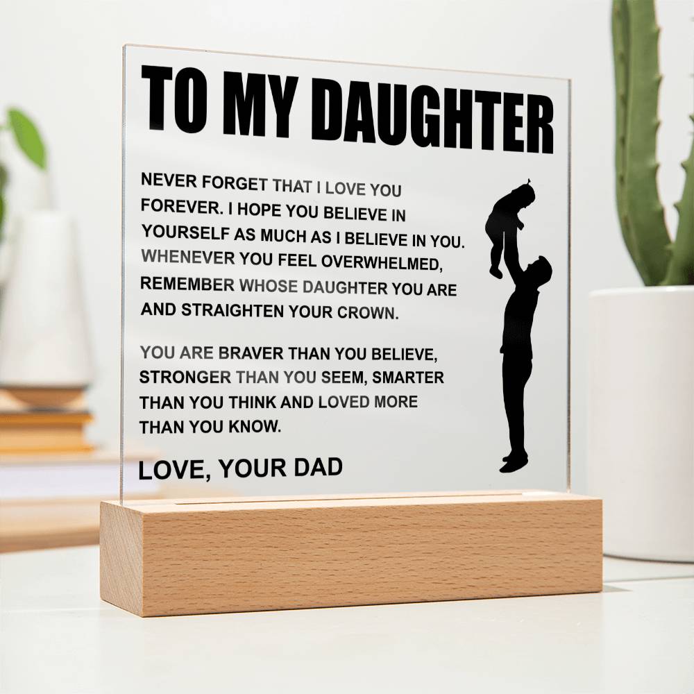 To My Daughter | Straighten Your Crown | Acrylic LED Night Lamp