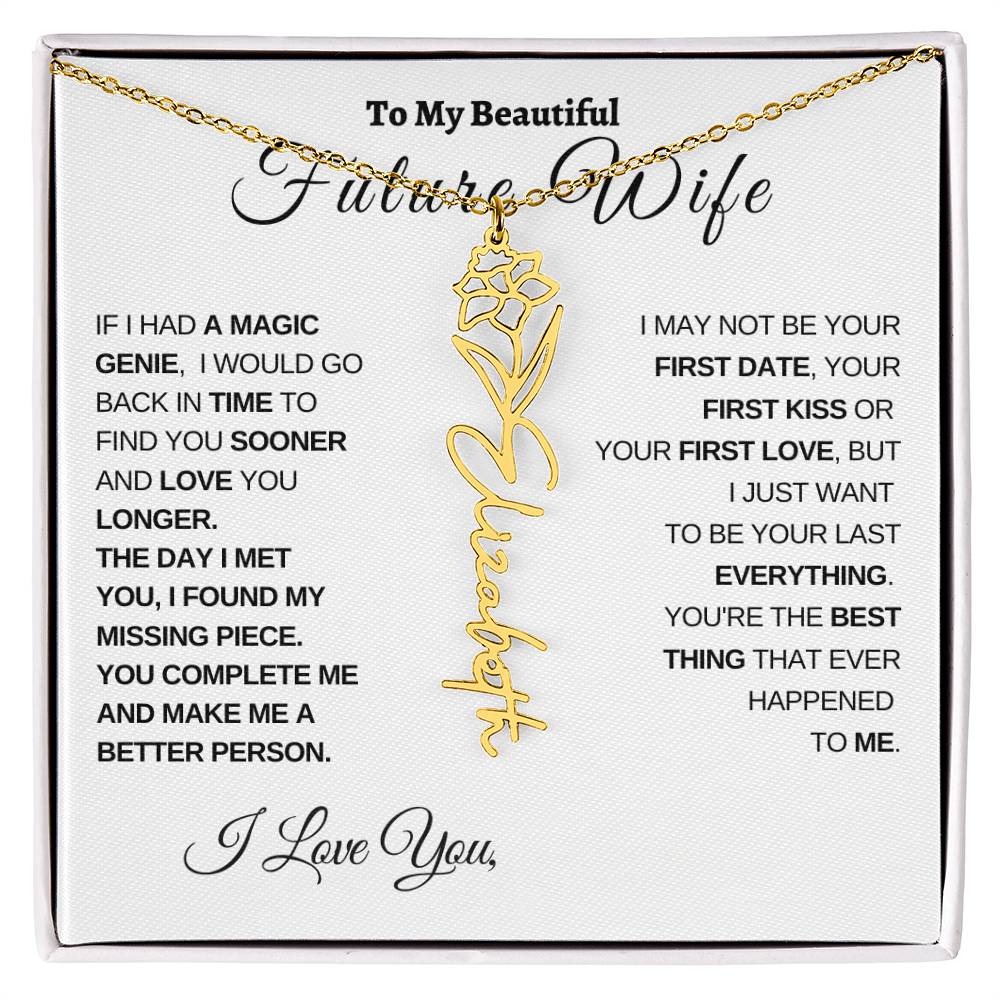 Birth Month Flower Necklace - Personalized Necklace For Future Wife, Gift For Bride To Be