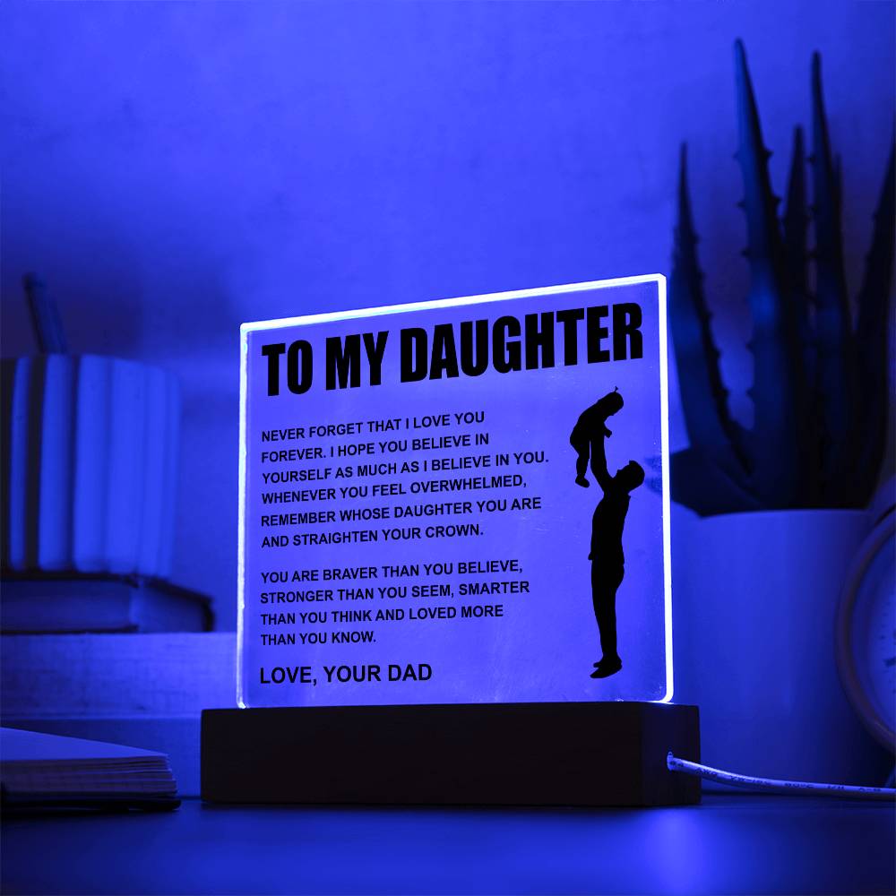 To My Daughter | Straighten Your Crown | Acrylic LED Night Lamp
