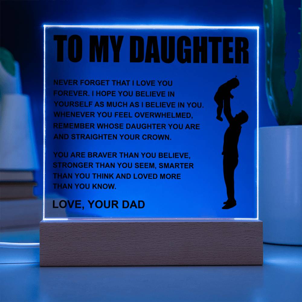 To My Daughter | Straighten Your Crown | Acrylic LED Night Lamp