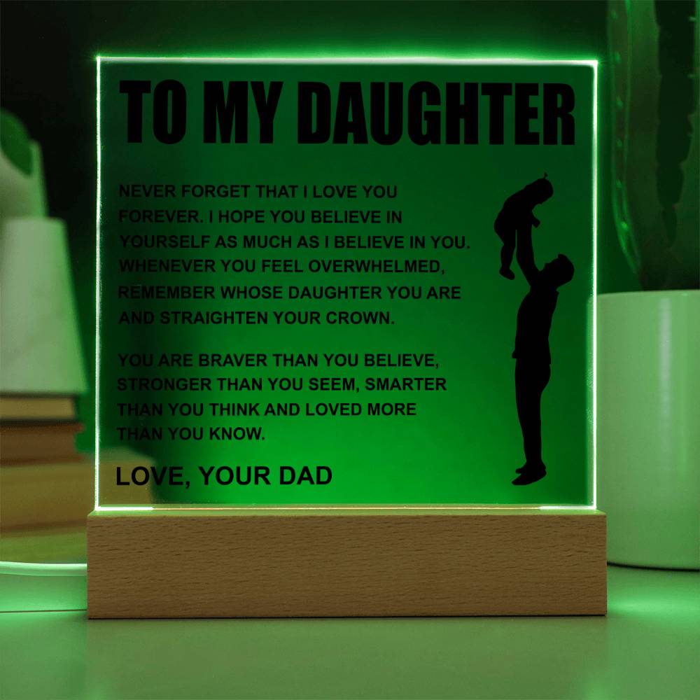 To My Daughter | Straighten Your Crown | Acrylic LED Night Lamp