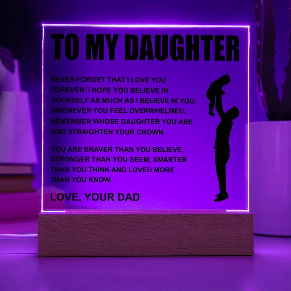 To My Daughter | Straighten Your Crown | Acrylic LED Night Lamp