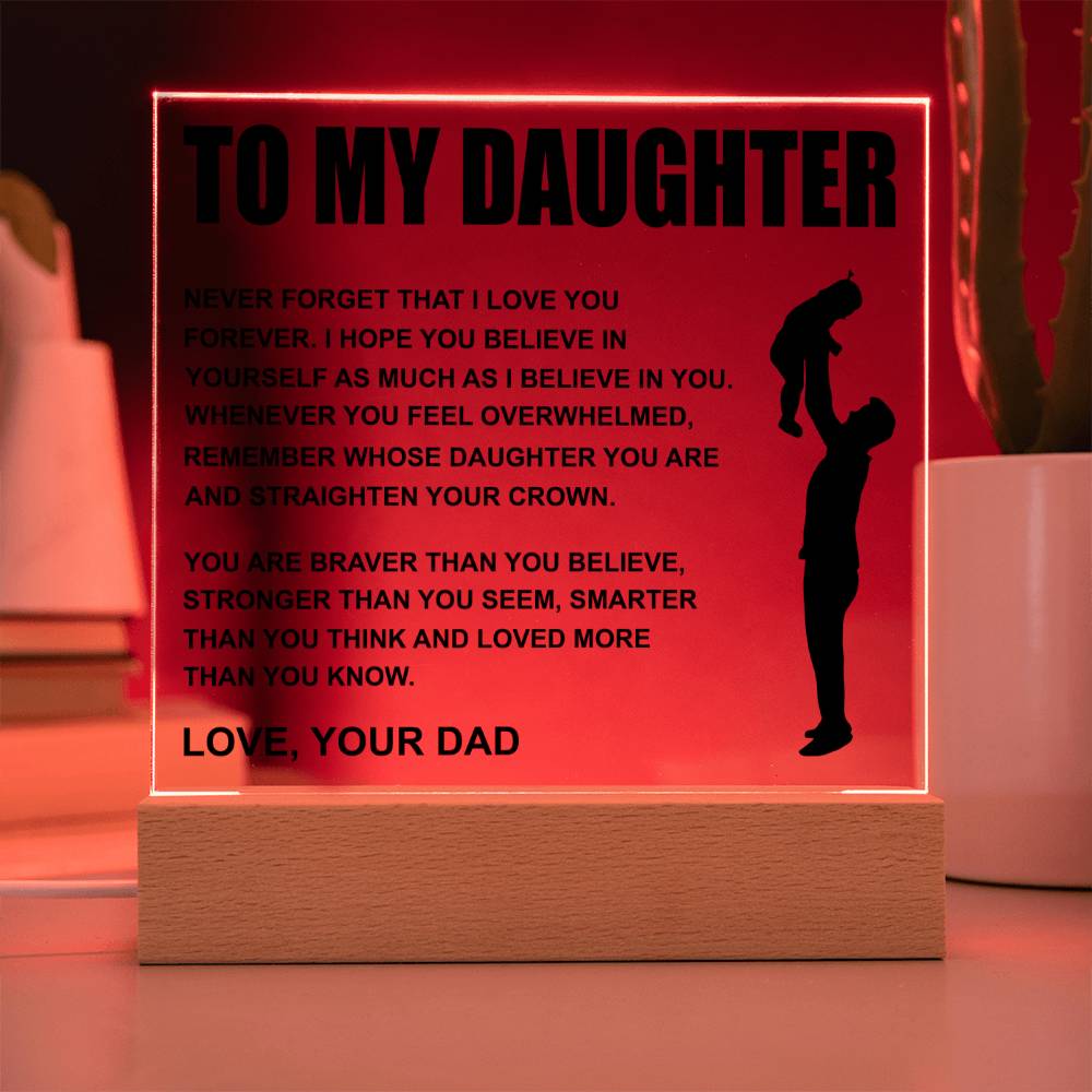 To My Daughter | Straighten Your Crown | Acrylic LED Night Lamp
