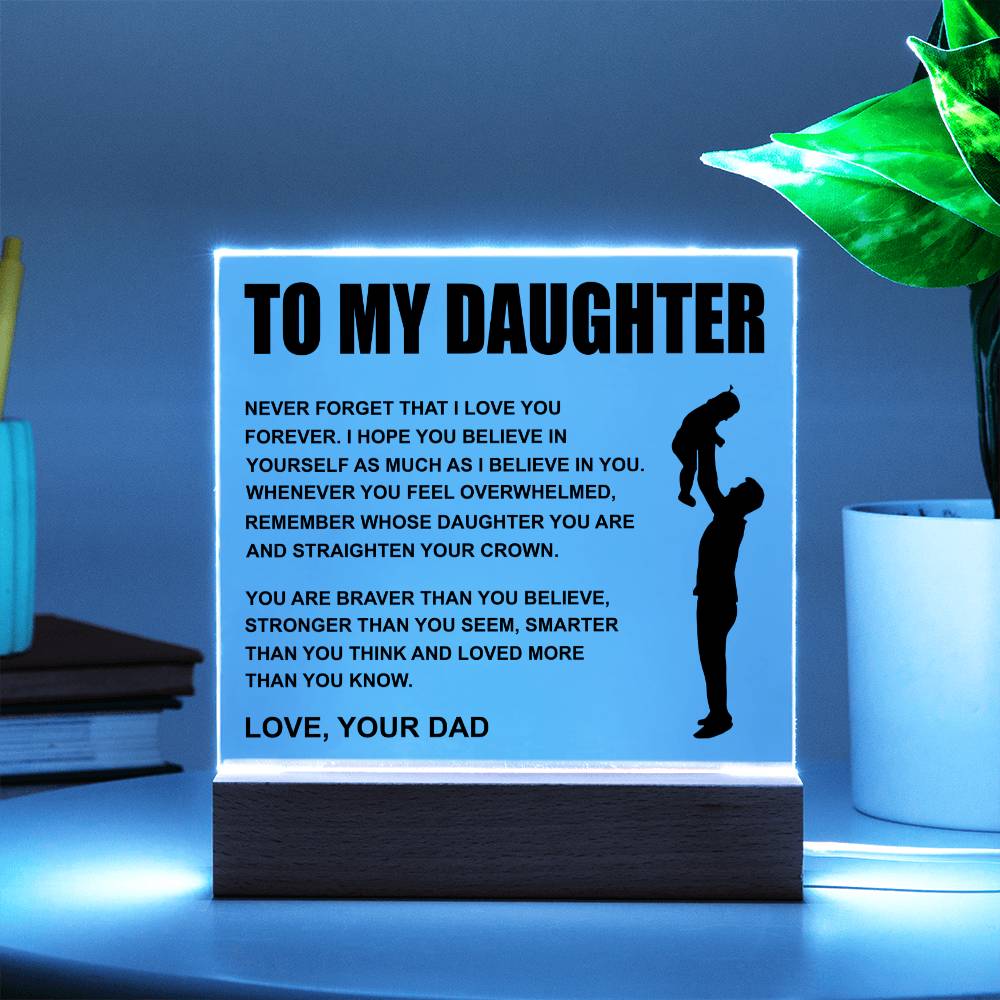 To My Daughter | Straighten Your Crown | Acrylic LED Night Lamp