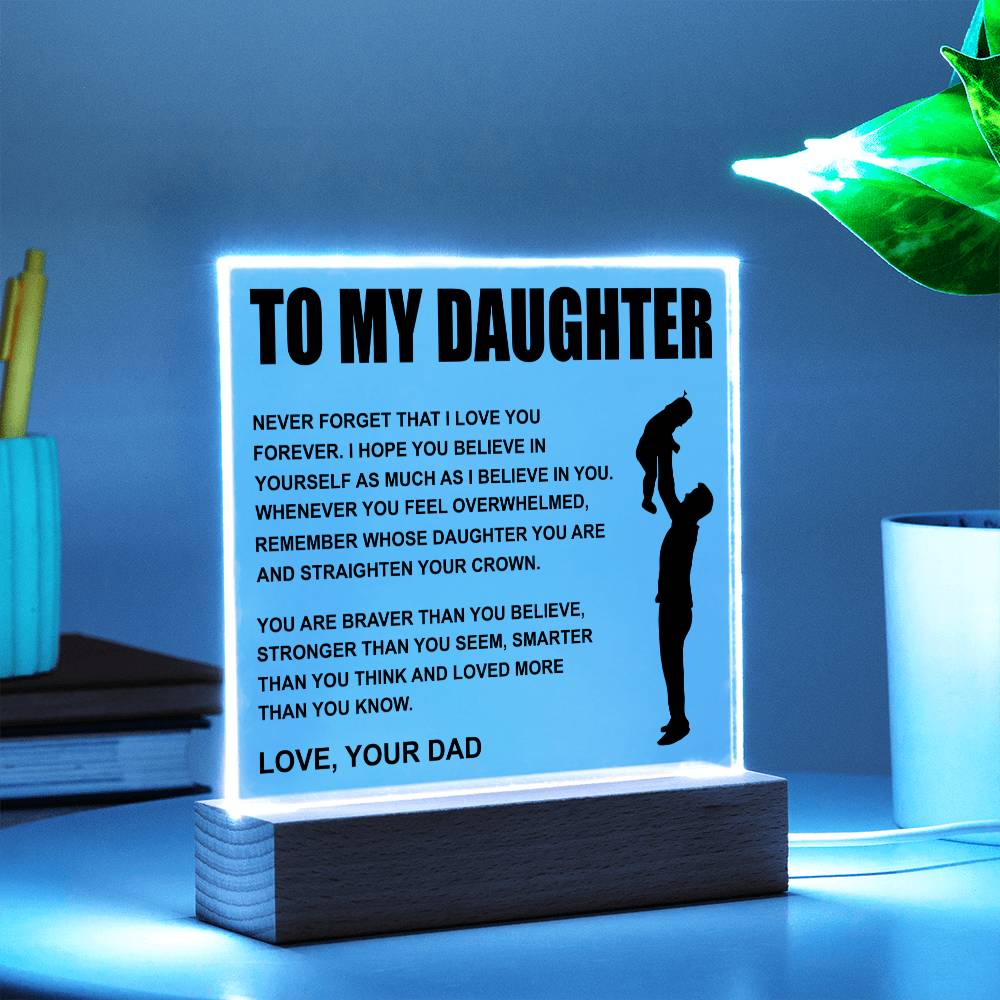 To My Daughter | Straighten Your Crown | Acrylic LED Night Lamp