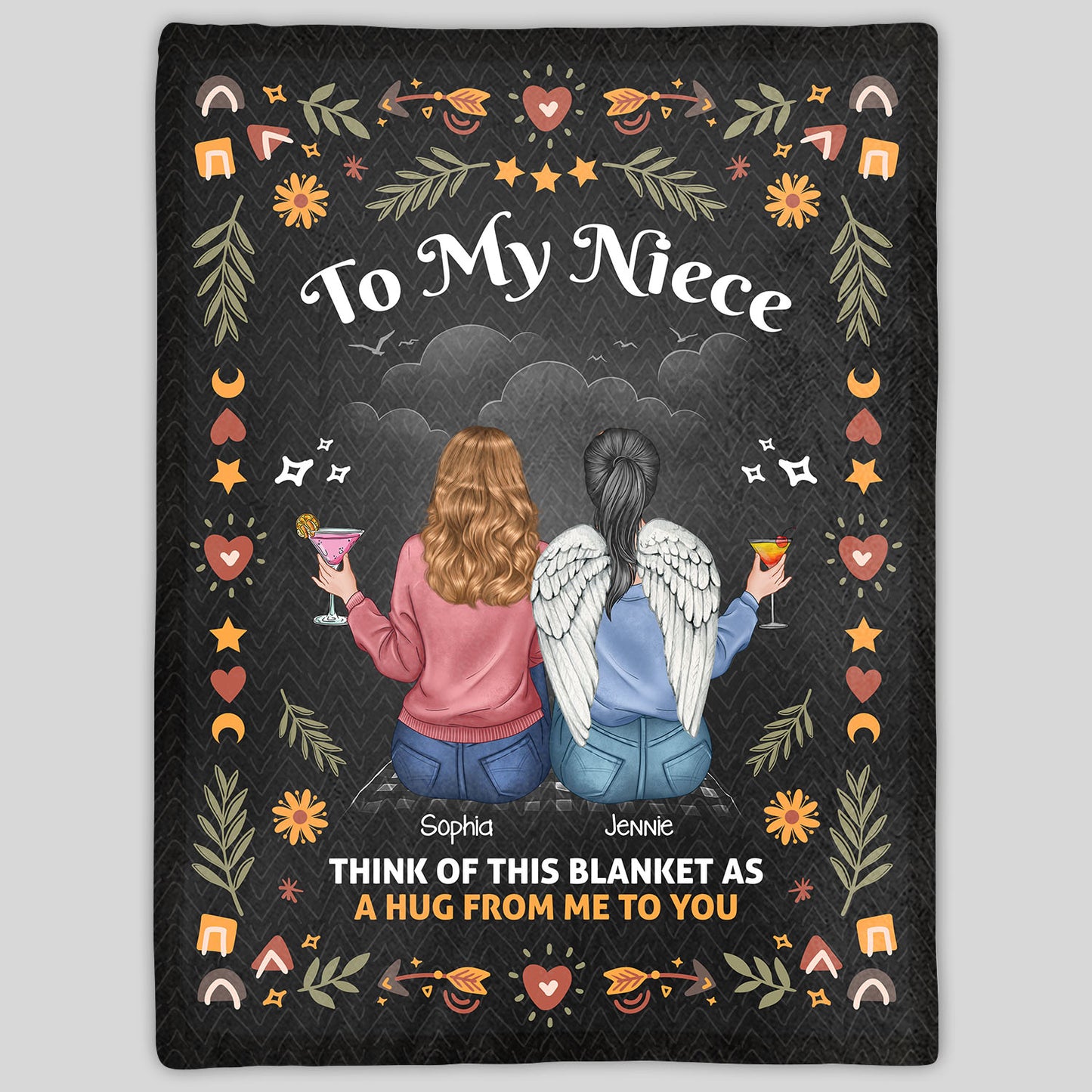 Think of this Blanket As a Hug - Gift For Sisters/Niece/Bestie - Personalized Fleece Blanket